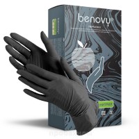 Перчатки нитриловые смотровые нестерильные текстурованные на пальцах BENOVY 50 пар/упак